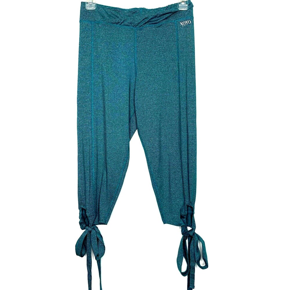 XOXO Sport Womens Size M Capri Pants Tie Hem Active Fitness Workout Stretch